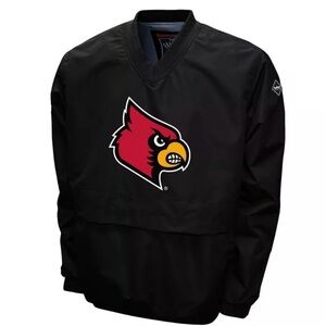 Louisville Cardinals Big Logo Black Pullover Jacket by Franchise Club